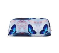 ESNAIUVCD Blue Butterfly Print Pencil Bag Zipper Large Pencil Bag Work Travel - Multifunctional Pencil Case,Makeup Bag