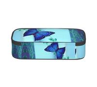 ESNAIUVCD Blue Butterfly Print Pencil Case for Kids,School Pen Bags Large Capacity Pencil Elementary School Pen Case Children Stationery Bags