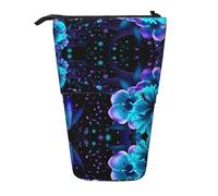 ESNAIUVCD Blue Butterfly Print Personalized Retractable Pencil Case, Custom Signature Name Pencil Pouch for Students Kids Adults for School Office