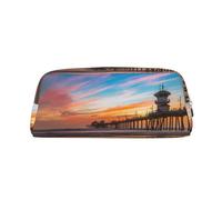 ESNAIUVCD Blue Dusk Gold Sunset Print Pencil Bag Zipper Large Pencil Bag Work Travel - Multifunctional Pencil Case,Makeup Bag