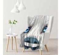 ESNAIUVCD Blue Eyes Wolf Print Soft Cozy Fleece Plush Warm Flannel Bedding Blanket For Girls Kids Adults Couch Travel 40x30inch(102x76cm)