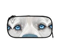 ESNAIUVCD Blue Eyes Wolf Print Zipper Large Pencil Case,Durable Stationery Pencilcase Bag,Multifunctional Pencilcase Bag Penbag for School College Office Adult Girls and Boys