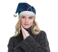 ESNAIUVCD Blue Mini Flower Swirl Print Santa Hat Christmas Hat For Adult Soft Plush For Christmas New Year Festive Party Supplies
