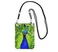 ESNAIUVCD Blue Peacock Print Carry A Mobile Phone Bag Diagonally,Crossbody Bag,Suitable For Carrying Mobile Phone Change, Etc
