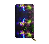 ESNAIUVCD Blue Purple Flower Butterfly Print Genuine Leather Women's,Men's Wallets,Multi-Functionclutch Purse,Zip Around Large Travel â€‹Mobile Phone Long â€‹Money Purses