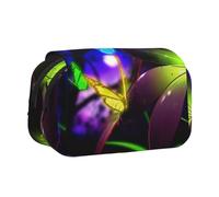 ESNAIUVCD Blue Purple Flower Butterfly Print Large Capacity Double Layer Pen Bag,Suitable for Boys, Girls and Adults,This Office Pen Bag with Compartment Design