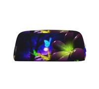 ESNAIUVCD Blue Purple Flower Butterfly Print Pencil Bag Zipper Large Pencil Bag Work Travel - Multifunctional Pencil Case,Makeup Bag