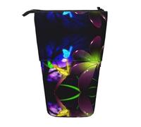 ESNAIUVCD Blue Purple Flower Butterfly Print Personalized Retractable Pencil Case, Custom Signature Name Pencil Pouch for Students Kids Adults for School Office