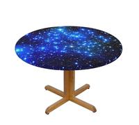 ESNAIUVCD Blue Shining Stars print Waterproof Round Tablecloth,Outdoor Table Cloth with Elastic Edged, Elastic Tablecloth Wipeable, Garden Table Cloth Suitable for sizes 90cm-140cm