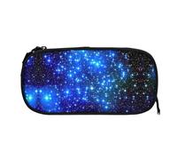 ESNAIUVCD Blue Shining Stars Print Zipper Large Pencil Case,Durable Stationery Pencilcase Bag,Multifunctional Pencilcase Bag Penbag for School College Office Adult Girls and Boys