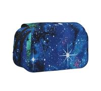 ESNAIUVCD Blue Universe Space Galaxy Print Large Capacity Double Layer Pen Bag,Suitable for Boys, Girls and Adults,This Office Pen Bag with Compartment Design