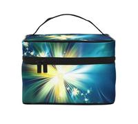 ESNAIUVCD Blue Yellow Flower Print Toiletry Bag Large Cosmetic Bag Travel Makeup Bag Organizer for Women