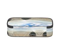 ESNAIUVCD Boat On The Beach Print Pencil Case for Kids,School Pen Bags Large Capacity Pencil Elementary School Pen Case Children Stationery Bags