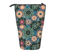 ESNAIUVCD Bohemian Flower Print Personalized Retractable Pencil Case, Custom Signature Name Pencil Pouch for Students Kids Adults for School Office