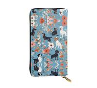 ESNAIUVCD Border Collie Florals Print Genuine Leather Women's,Men's Wallets,Multi-Functionclutch Purse,Zip Around Large Travel â€‹Mobile Phone Long â€‹Money Purses