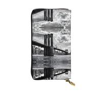 ESNAIUVCD Brooklyn Bridge Print Genuine Leather Women's,Men's Wallets,Multi-Functionclutch Purse,Zip Around Large Travel â€‹Mobile Phone Long â€‹Money Purses