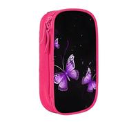 ESNAIUVCD Butterfly Purple Print Pencil Case Coin Key Card Bag Purse Large Pen Pouch for Kids Boys School Office