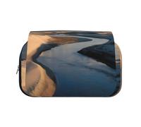 ESNAIUVCD Calm River Sand Dunes Print Large Capacity Double Layer Pen Bag,Suitable for Boys, Girls and Adults,This Office Pen Bag with Compartment Design