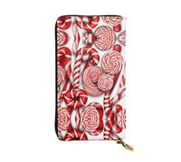 ESNAIUVCD Candy Canes Print Genuine Leather Women's,Men's Wallets,Multi-Functionclutch Purse,Zip Around Large Travel â€‹Mobile Phone Long â€‹Money Purses