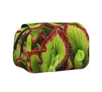 ESNAIUVCD Carnivorous Plant Print Large Capacity Double Layer Pen Bag,Suitable for Boys, Girls and Adults,This Office Pen Bag with Compartment Design