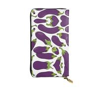 ESNAIUVCD Cartoon Eggplant Print Genuine Leather Women's,Men's Wallets,Multi-Functionclutch Purse,Zip Around Large Travel â€‹Mobile Phone Long â€‹Money Purses