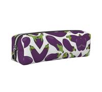 ESNAIUVCD Cartoon Eggplant Print Leather Pencil Case Zippered Pouch Portable Large Capacity Stationery Organizer Cosmetic Bag for School Office(2pcs)