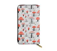 ESNAIUVCD Cartoon Mushrooms Print Genuine Leather Women's,Men's Wallets,Multi-Functionclutch Purse,Zip Around Large Travel ​Mobile Phone Long ​Money Purses