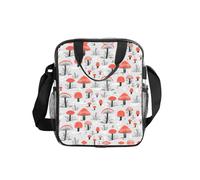 ESNAIUVCD Cartoon Mushrooms Print Men Women Transparent Pvc Shopping Bag Waterproof See Through Bag,With Handles For Lunch