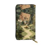 ESNAIUVCD Charming Country Cottage Print Genuine Leather Women's,Men's Wallets,Multi-Functionclutch Purse,Zip Around Large Travel Mobile Phone Long Money Purses