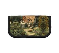 ESNAIUVCD Charming Country Cottage Print Pencil Case Big Capacity Pencil Bag Makeup Pouch Durable Students Stationery with Double Zipper for School/Office