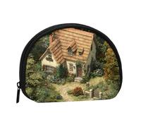 ESNAIUVCD Charming Country Cottage Print Portable Mini Storage Bag Shell Shaped Wallet Small Coin Wallet Shell Storage Bag