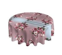 ESNAIUVCD Cherry Blossom Bouquet print Round Tablecloth Waterproof Washable Wipeable Resistant Polyester Circular Table Cover for Dining Room Kitchen Indoor Outside 60"