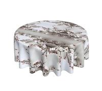ESNAIUVCD Cherry blossom branches print Round Tablecloth Waterproof Washable Wipeable Resistant Polyester Circular Table Cover for Dining Room Kitchen Indoor Outside 60"
