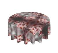 ESNAIUVCD cherry blossom print Round Tablecloth Waterproof Washable Wipeable Resistant Polyester Circular Table Cover for Dining Room Kitchen Indoor Outside 60"