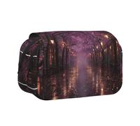 ESNAIUVCD Cherry Blossom Rain Print Large Capacity Double Layer Pen Bag,Suitable for Boys, Girls and Adults,This Office Pen Bag with Compartment Design