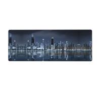 ESNAIUVCD Chicago Reflected Print Extra Large Gaming Office Mouse Pad (31.5" X 11.8") â€“ Print, Premium Anti-Slip Desk Mat With Durable Stitched Edges