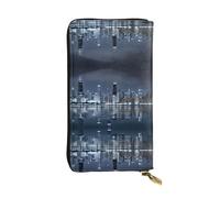ESNAIUVCD Chicago Reflected Print Genuine Leather Women's,Men's Wallets,Multi-Functionclutch Purse,Zip Around Large Travel â€‹Mobile Phone Long â€‹Money Purses