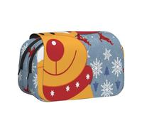 ESNAIUVCD Christmas Deer Print Large Capacity Double Layer Pen Bag,Suitable for Boys, Girls and Adults,This Office Pen Bag with Compartment Design