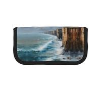ESNAIUVCD Cliff Coast Print Pencil Case Big Capacity Pencil Bag Makeup Pouch Durable Students Stationery with Double Zipper for School/Office