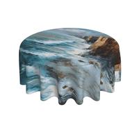 ESNAIUVCD Cliff Coast print Round Tablecloth Waterproof Washable Wipeable Resistant Polyester Circular Table Cover for Dining Room Kitchen Indoor Outside 60"