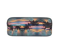 ESNAIUVCD Coconut Beach Sunset Hammock Print Pencil Case for Kids,School Pen Bags Large Capacity Pencil Elementary School Pen Case Children Stationery Bags