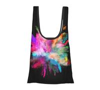 ESNAIUVCD Color Explosion Print Reusable, Foldable,Washable Grocery Bags Foldable In A Pouch Eco Tote Shopping Bag,Daily Shopping Loading