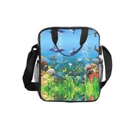 ESNAIUVCD Colored Undersea World Print Men Women Transparent Pvc Shopping Bag Waterproof See Through Bag,With Handles For Lunch