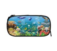 ESNAIUVCD Colored Undersea World Print Zipper Large Pencil Case,Durable Stationery Pencilcase Bag,Multifunctional Pencilcase Bag Penbag for School College Office Adult Girls and Boys