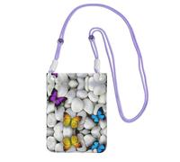 ESNAIUVCD Colorful Butterflies Stone Print Carry A Mobile Phone Bag Diagonally,Crossbody Bag,Suitable for Carrying Mobile Phone Change, Etc