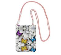 ESNAIUVCD Colorful Butterflies Stone Print Carry A Mobile Phone Bag Diagonally,Crossbody Bag,Suitable for Carrying Mobile Phone Change, Etc