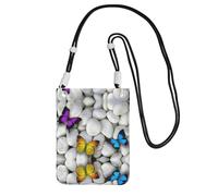 ESNAIUVCD Colorful Butterflies Stone Print Carry A Mobile Phone Bag Diagonally,Crossbody Bag,Suitable for Carrying Mobile Phone Change, Etc