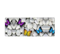 ESNAIUVCD Colorful Butterflies Stone Print Extra Large Gaming Office Mouse Pad (31.5" X 11.8") â€“ Print, Premium Anti-Slip Desk Mat With Durable Stitched Edges