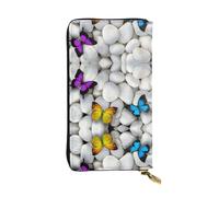 ESNAIUVCD Colorful Butterflies Stone Print Genuine Leather Women's,Men's Wallets,Multi-Functionclutch Purse,Zip Around Large Travel ​Mobile Phone Long ​Money Purses