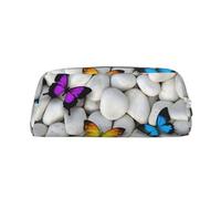 ESNAIUVCD Colorful Butterflies Stone Print Pencil Bag Zipper Large Pencil Bag Work Travel - Multifunctional Pencil Case,Makeup Bag